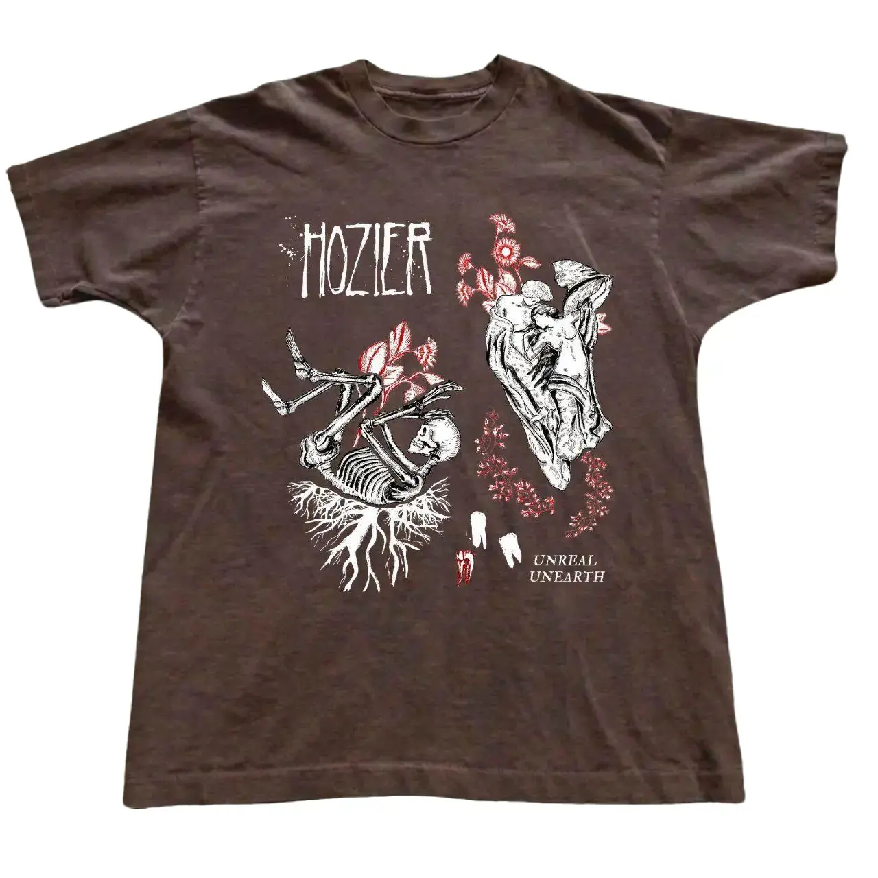 Hozier Unreal Unearth Graphic T-Shirt, Brown Unisex Cotton Tee, Dark Academia Gothic Art Shirt, Vintage Y2K Alternative Music Graphic Tee, Hozier Fan Gift