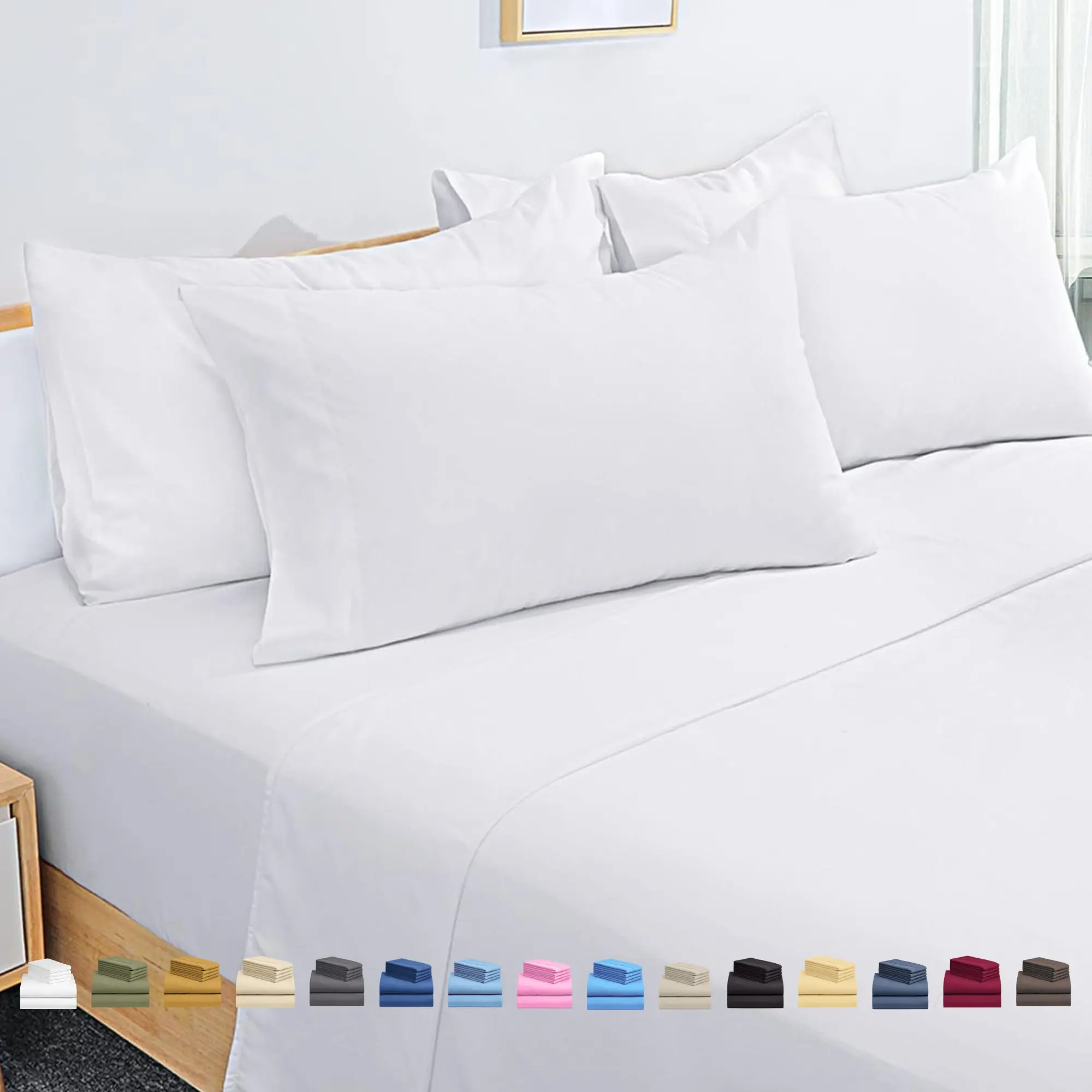 Microfiber Bedsheet Sets - 6-Piece (Full/Queen/King) & 3-Piece (Twin) Deep Pocket Fitted Set, Wrinkle-Resistant, Soft Breathable, Easy-Care, Durable, Fade-Resistant Flat Weave Bedding Sheets King
