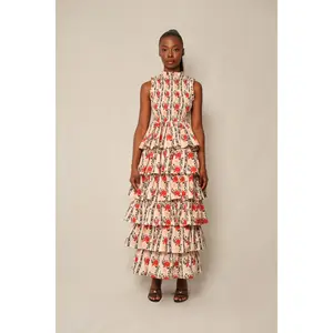 The Reign Dress - Beige Laced in Bloom