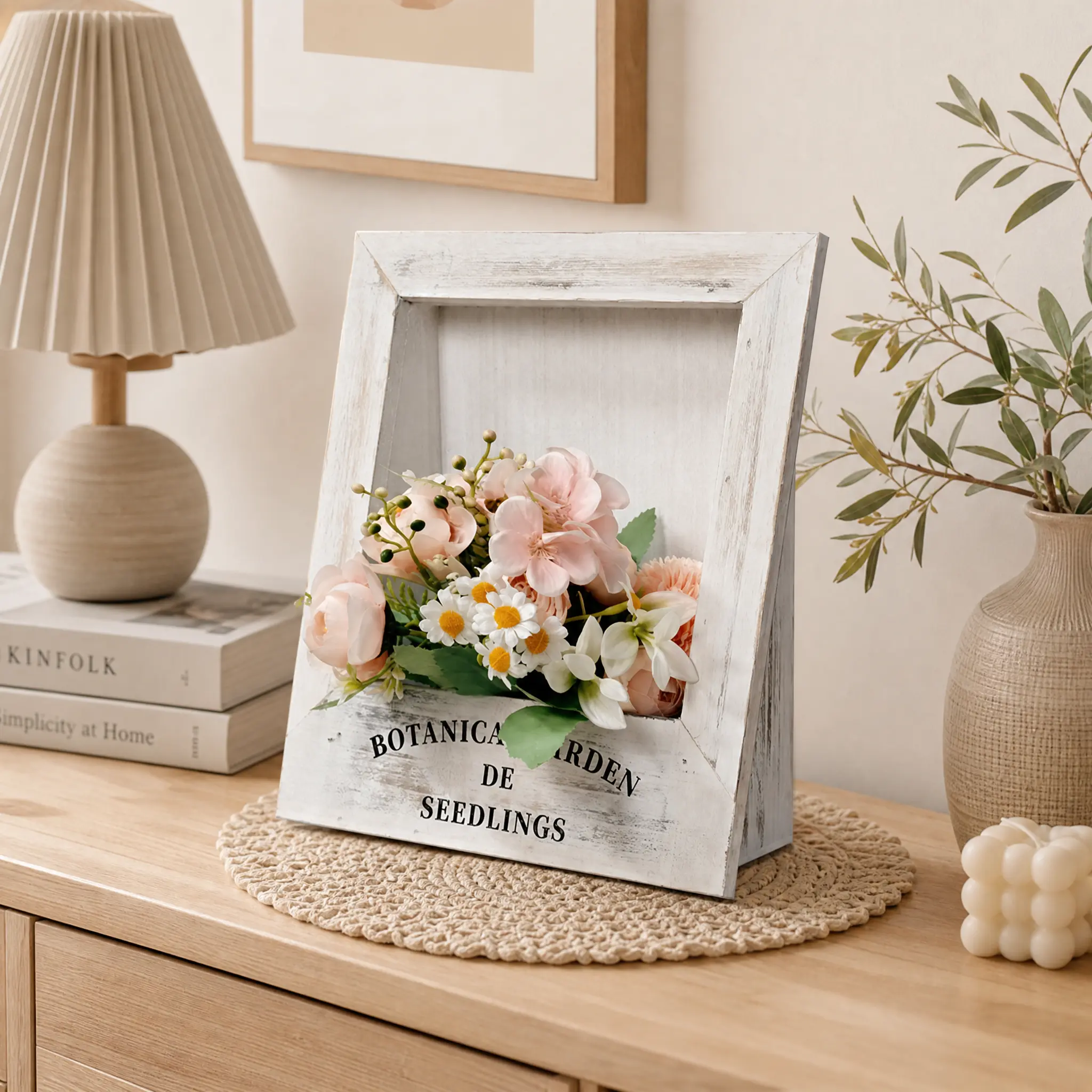 Retro Wooden Picture Frame Flower Pot - Creative Indoor, Courtyard Green Plant Home Decor Piece
