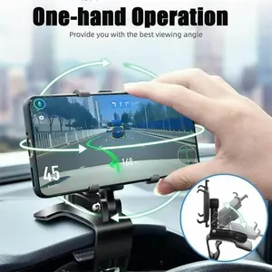 360-Degree Rotating Dashboard Car Phone Holder - Multifunctional One-Handed Operation Clip for 4-7 Inch Phones - Practical Car Accessory Phone Holder