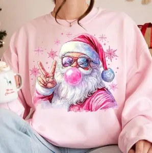 Retro Santa Christmas Blowing Bubble Sweatshirt T-Shirt, Funny Santa With Sunglasses Xmas Tee, Vintage Merry Christmas, Holiday Happys