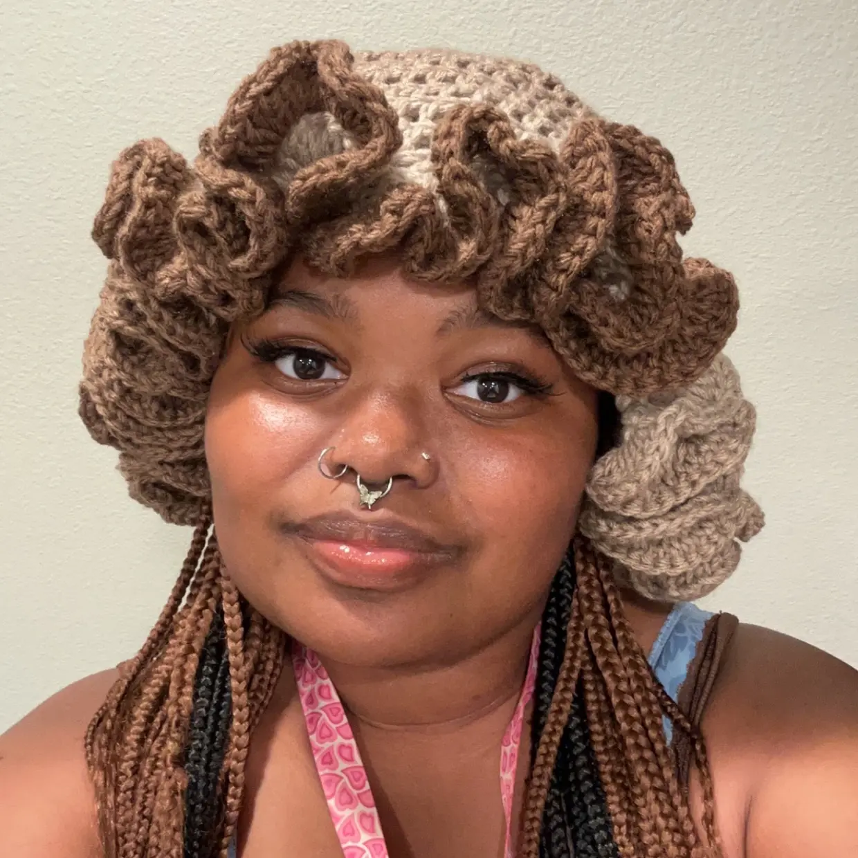 Crochet Brown multicolored hat
