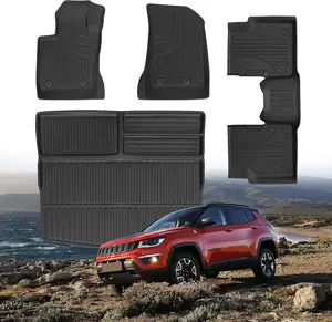 Automotive Floor Mats & Cargo Liners Trunk Set Compatible with 2017-2025 Jeep Compass Trunk Mat Cargo Liner TPE All Weather Custom Fit for 2020 2021 2022 2023 2024 2025 Compass Accessories, Black