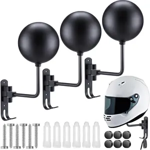 3 Pack Motorcycle Helmet Rack Wall Mount Helmet Holder 180 °   Rotation Motorcycle Gear Hanger Display Stand with 2 Hooks for Men Women, Bike Coats, Caps, Jacket, Glove, Sportswear Accessories