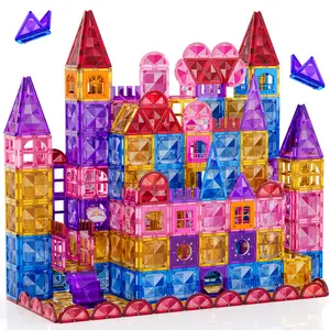 142/97/52 PCS Magnetic Building Tiles with Car, Magnetic Blocks Building Set, Construction Building STEM Educational Toys Christmas/Birthday/New Year Gift