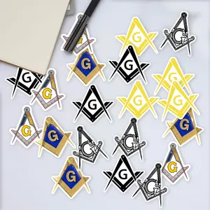 Stickers Pack 20 Pcs Freemason Vinyl Guitar Compass Car Colorful Skateboard Luggage Laptop Bike Waterproof Water Aesthetic Bumper Bottle