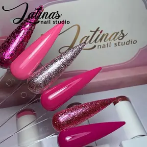 Latinas Nail Studio 6 Piece Set Latinas with Glitter Gel Various Color Shades for Beginners Easy to Remove Formula Pinks Multicolor Set