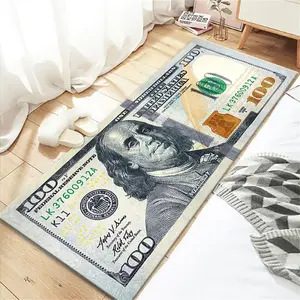 22''x53''Washable $100 Bill Print Non-Slip Rubberback Floor Runner Rug - Modern Multicolor Design for Hallway, Bedroom, Entryway - Bedroom,Living Room,House,Entryway,Aesthetic Room Decor, Bedroom Decor