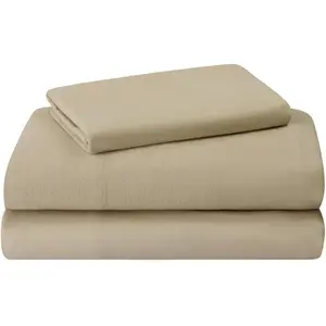 4 count Flannel Sheet Set | Double-Brushed for Extra Softness, Warm & Breathable, Extra Deep Pockets fits Up to 17" (Beige, )