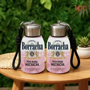 1pc 10.5oz Leak-Proof Dual-Layer Vacuum Insulated Water Bottle, Perfect for Travel & Outdoor Activities, Borracha Design, Ideal Gift