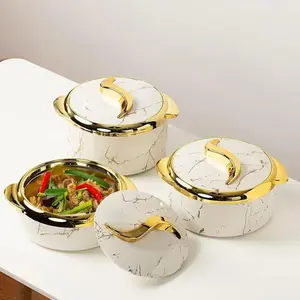 3pcs Insulated Casserole Dish Set with Lid Stainless Steel Thermal Serving Bowls for Hot Cold Food Perfect for Roti Salad Soup Parties 2.6 2.1 1.6 Qt Durable Easy to Clean