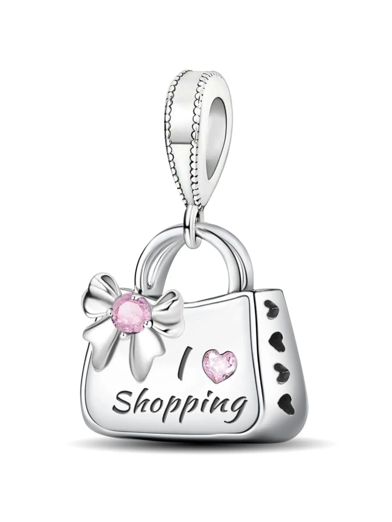 Fashion Shopping Bag Design Pendant, Fashionable Pendant for Women & Girls, Trendy All-match & Exquisite DIY Jewelry for Birthday Gift, Heart Design Charm, Charm Accessory, All Seasons Jewelry, Love Heart Charm