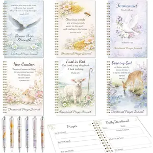 6 Sets A5 Prayer Journal for Women Bulk with Pen Daily Devotional, Prayer Prompts and Reflection Gratitude Notebook Scripture Inspirational  Journal Christian Church Gifts