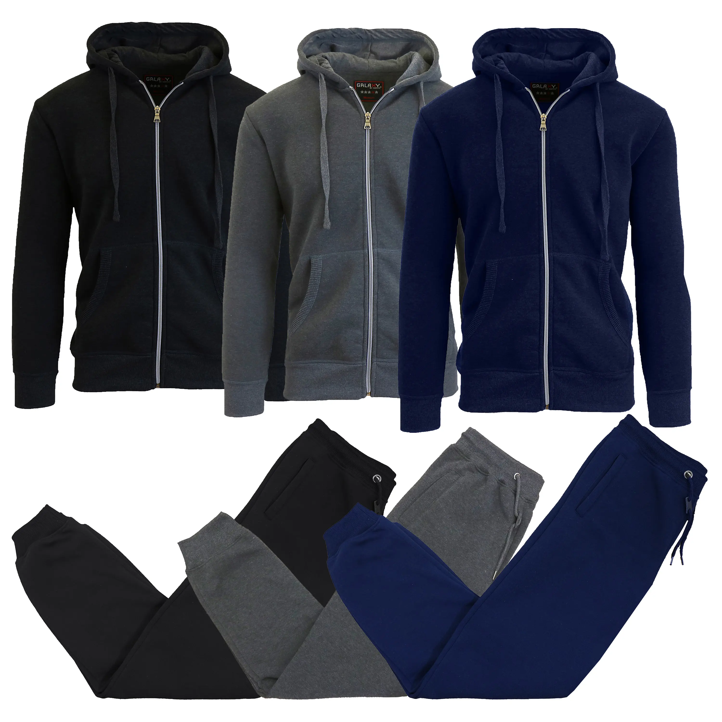 (6-Piece) Black - Charcoal - Navy Sets