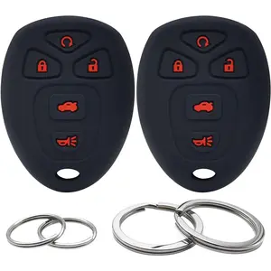 2Pcs Silicone 5 Buttons Key Fob Cover Remote Case Protector Skin Compatible with Chevrolet Cobalt Malibu Suburban Tahoe Traverse GMC Acadia Yukon Buick Enclave Lacrosse Cadillac Escalade SRX