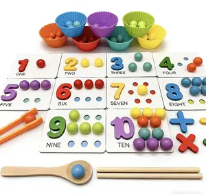 Montessori Math Clips Toy for Number Recognition & Counting Practice Preschool Homeschool Teaching Aid Colorful Puzzle Clips Enhance Cognitive Motor Skills