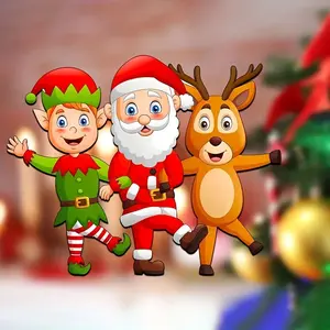 Santa Claus and Elf Reindeer Vinyl Stickers - Suitable for Cars, Laptops, Suitcases, Etc. | Christmas Decoration