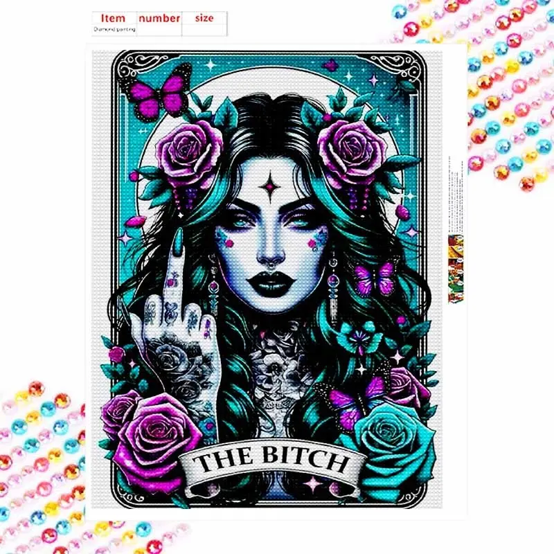 DIY Skull Art Diamond Painting, Butterfly Floral Skull Mosaic Cross Stitch Kit, Home Decor Wall Hanging, Full Round Rhinestone Puzzle DIY Gift, Creative Gift