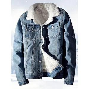Men's Sherpa Fleece Lined Denim Jacket - Warm Winter Trucker Jacket - Cowboy Jean Jacket - Soft Fleece Lining & Durable Denim - For Men - Perfect for Cold Weather & Outdoor Activities - Ideal Gift for Winter Holidays