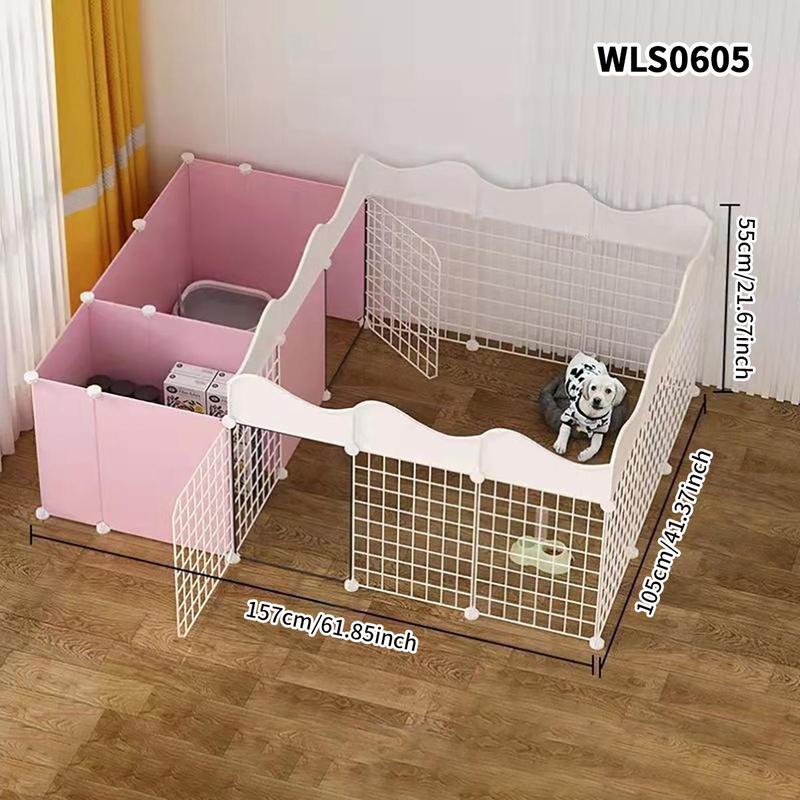 Pet Fence Dog Isolation Free Combination Indoor Small Dog House with Toilet Area Home Fencing Dog Cage, Portable Pet Enclosure for Dogs, Durable Puppy Playpen