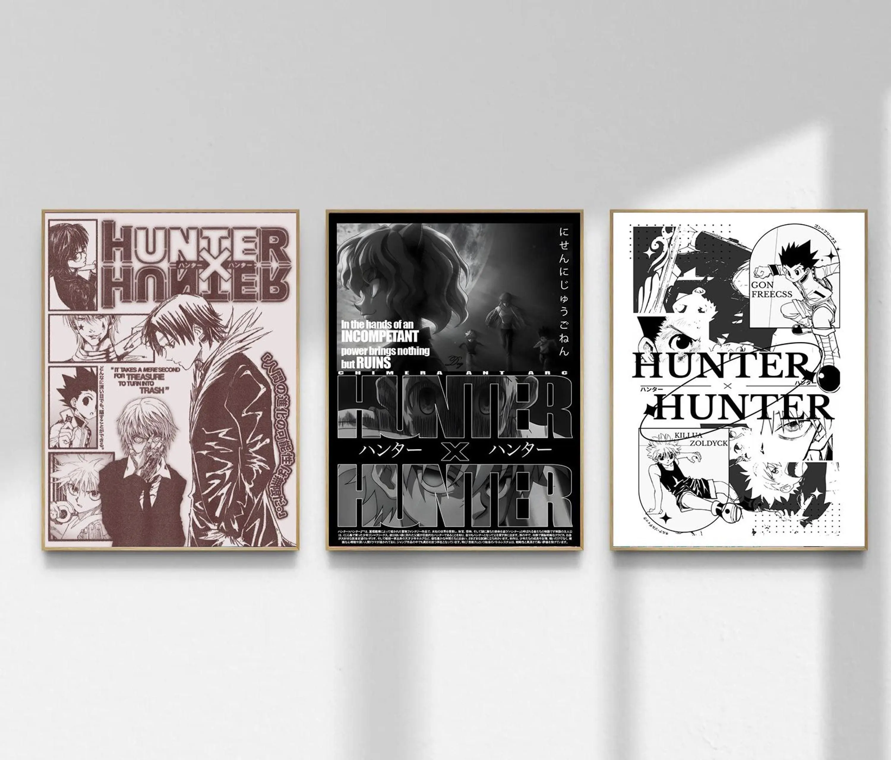 Hunter x Hunter Anime Poster Set of 3, Gon Killua Manga Wall Art, Kurapika Hisoka Anime Print, HxH Room Decor, Otaku Fan Gift