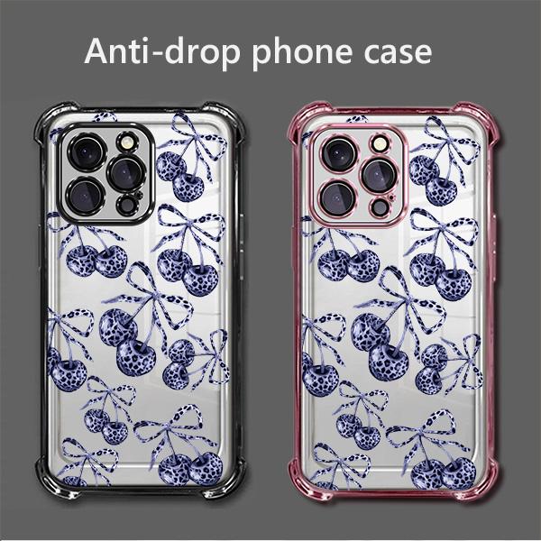 Cherry Pattern Phone case for iPhone 17Pro Max Air 16Plus E 15 14 13 12 11 cases,Shockproof Drop,Protection Durable,Protective Silicone Cover,simple and stylish, available in multiple colors,Gifts for Girls Smartphone Screen Protector