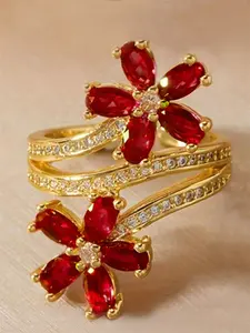 1 Pc Elegant Cubic Zirconia Stackable Engagement Ring For Women For Wedding Engagement Anniversary Party Jewelry Valentine's Day Gift Beautiful Rings