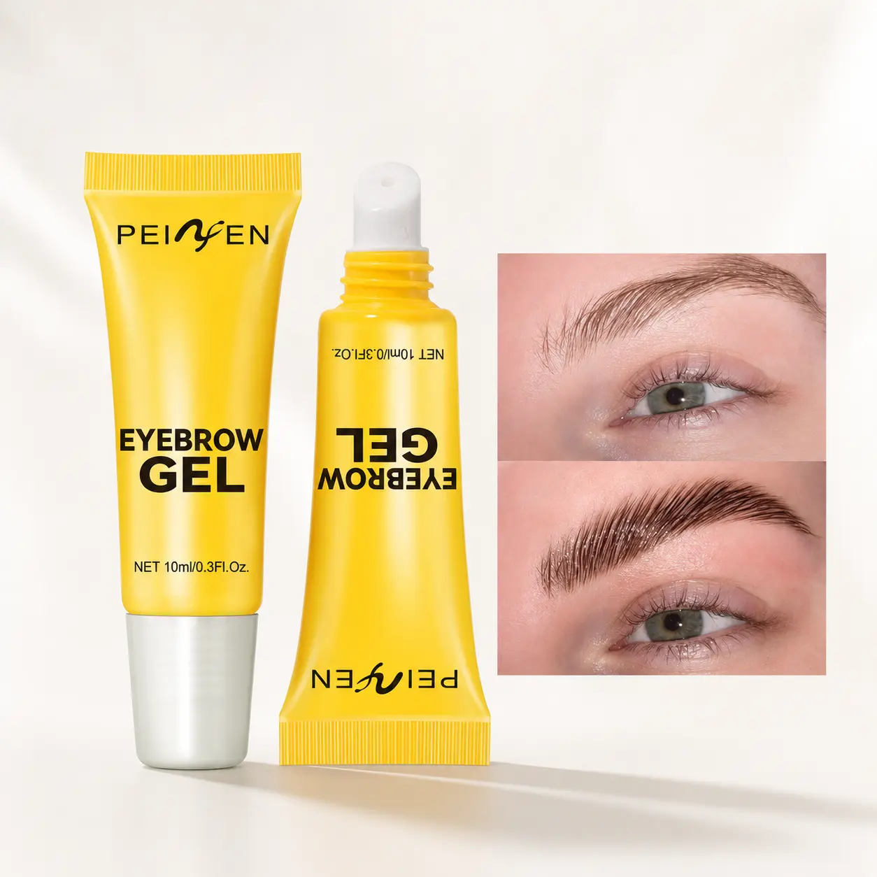 Clear Eyebrow Styling Gel with Spoolie Brush, Long-Lasting Waterproof Sweatproof Quick-Dry Natural Hold, Non-Sticky Setting Gel for Laminated Brows Daily Eye Makeup
