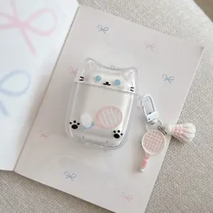 Transparent Cat Expression Earphone Case, Compatible with AirPods 4 Pro 3, Wireless Bluetooth-compatible Protective Cover, Women's Gift