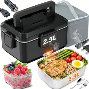 Square Compact Digital Electric Food Heater Lunch Box, Universal 12V/24V/110V Voltage Camping Workplace Almuerzo