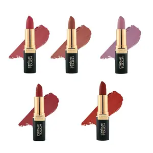 ARMAF BEAUTE CREME TOUCH SEMI MATTE LIPSTICK - MARIE, JOANNA, BLANCHE, ANNE & CATHERINE Net Wt.e 3.5g / 0.12 oz Gloss Lightweight Lipgloss Makeup Moisture Pack Shea Shea Butter Glossy Cosmetic