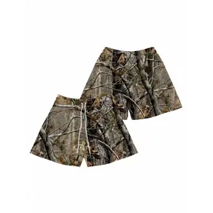SOULO Men's Mesh Real Tree Camo Shorts, 5-Inch Inseam, Basketball & Beach Summer Shorts, Streetwear Outfits for Sports Running Gym Workout, Clothes