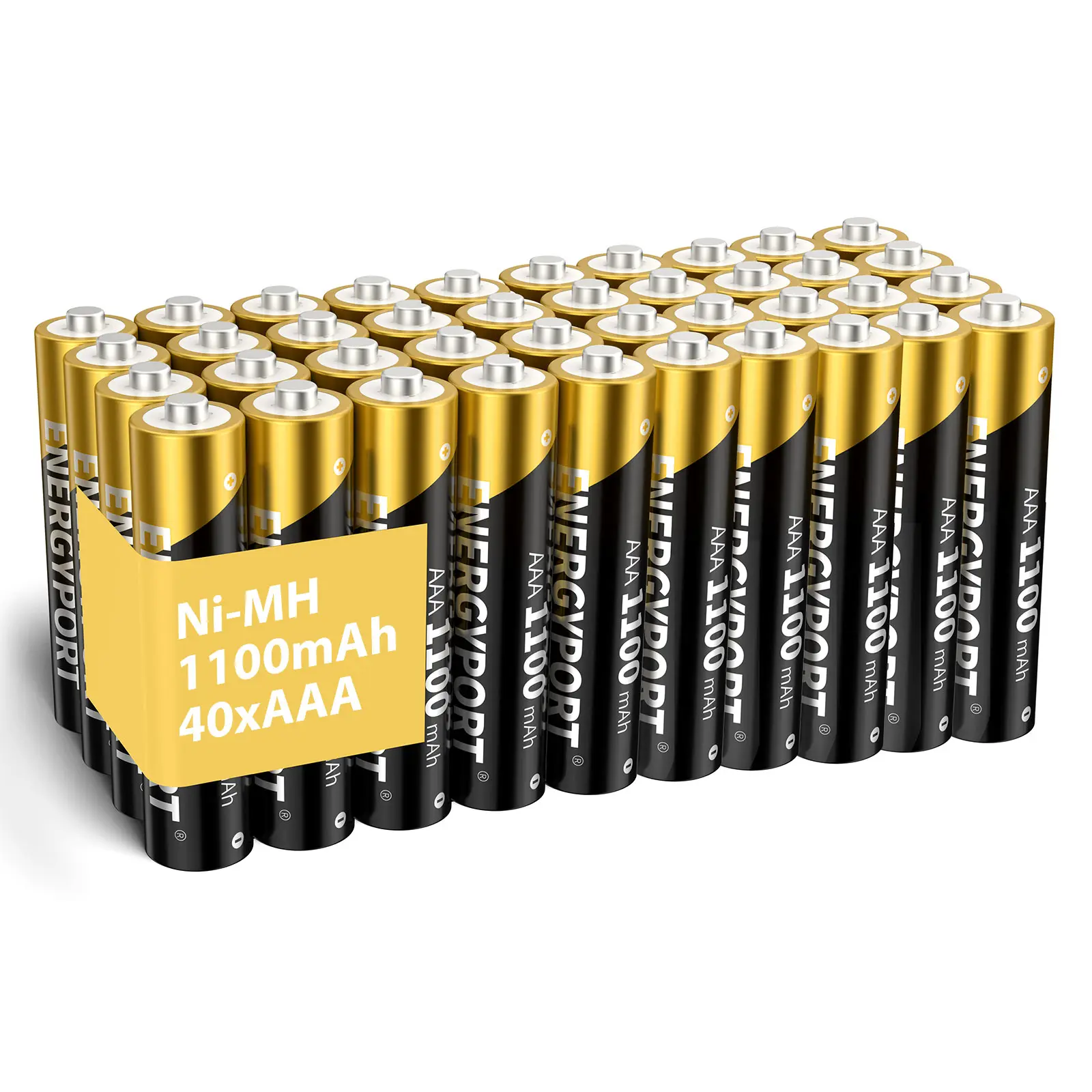 ENERGYPORT 40 Counts AAA Rechargeable Batteries, 1100mAh High Capacity Low Self Discharge 1.2V NiMH Triple A Battery for Solar Light Toy Remote