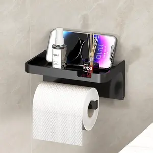 Bathroom toilet paper holder, roll tissue rack, storage shelf, draw-out tissue tube organizer for home restroom (Model: DM622)