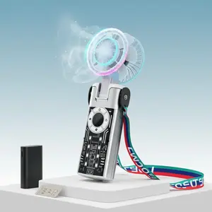 3-in-1 Clip Handheld Fan, Rechargeable 3000mAh Battery, 5 Speeds, LED Ambient Light & Ice-Cooling Technology - Portable USB Cooling Fan for USA vs Mexico World Cup 2026 Matches - Ultimate Travel Essential