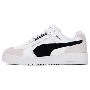 PUMA Slipstream Lo Suede Leather Casual Low-Top Sneakers with Cushioning and Durability for Men and Women in White