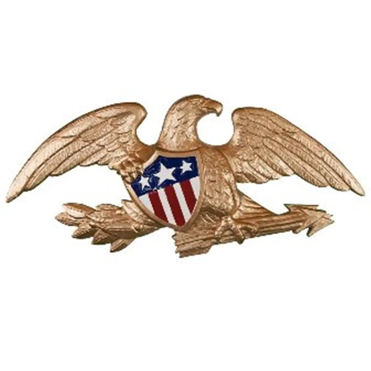 212 MAIN Patriotic Eagle Wall Decoration, 23-Inch Hand-Cast Aluminium Replica in a Gold Bronze Finish for Flagpoles or Gables, Display, Hanging