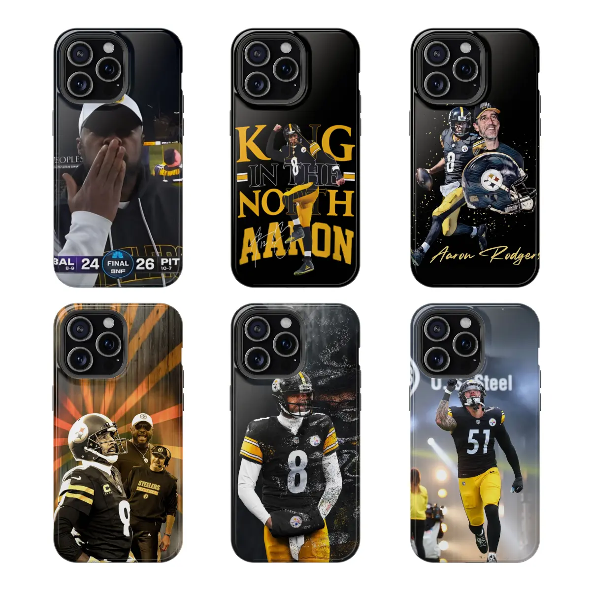 Mike Tomlin, Aaron Rodgers Phone Case, Shockproof Case Cover Compatible With iPhone 16 15 14 13 12 11 Pro Max X XS, Galaxy S25 S24 S23 S22 Ultra, Gift For Fans