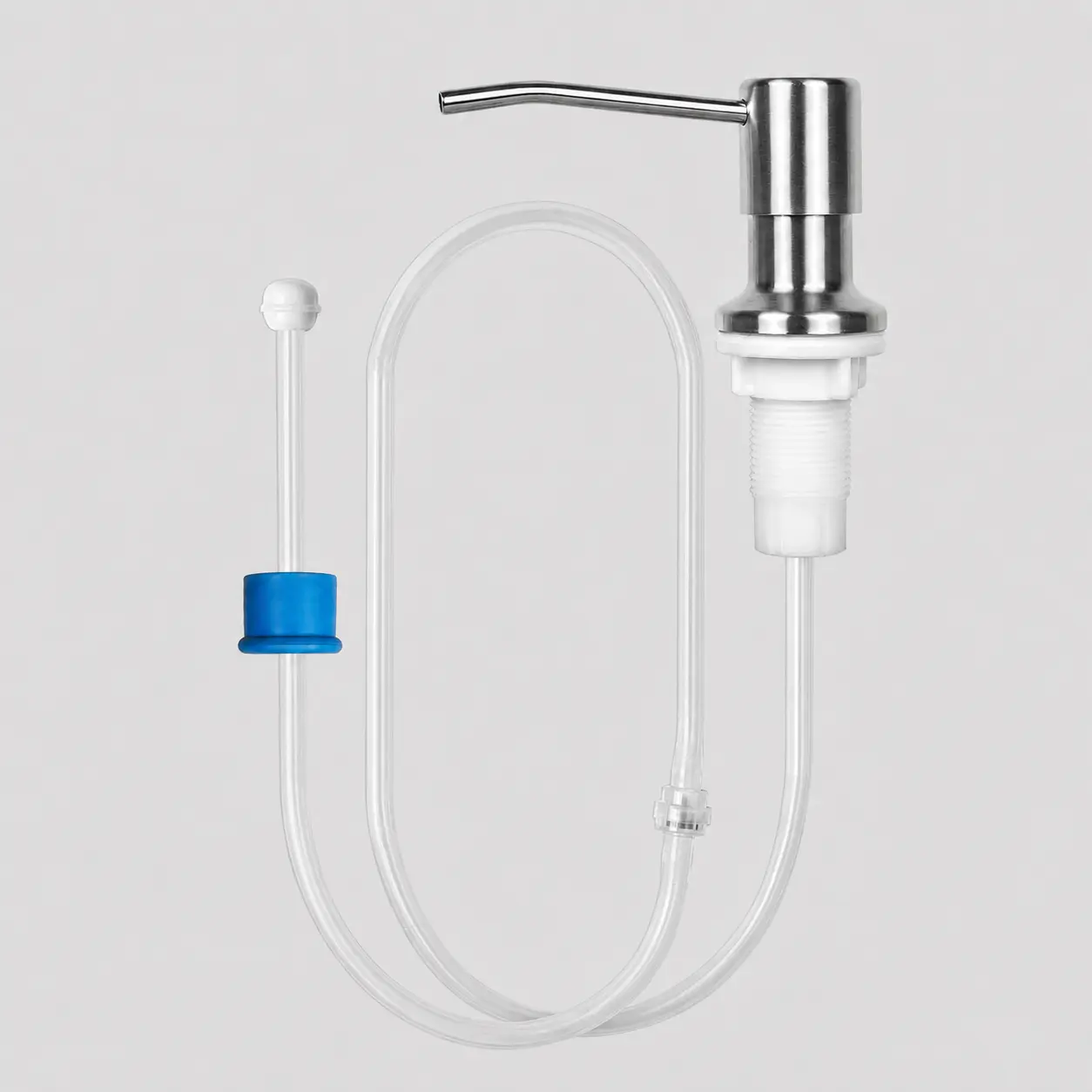 Soap Dispenser for Kitchen Sink, Brushed Nickel Countertop Soap Dispenser Pump, 47" Silicone Extension Tube Connect to The Soap Bottle Directly