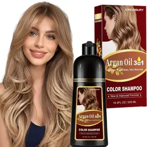 Hair Dye Shampoo Light Brown, 3 -in-1 Argan Oil Hair Color for Gray Hair,  Natural Plant Hair Dye Kit Colors in Minutes, Long-Lasting, Easy to Use