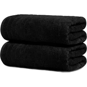 Pack of 2  Bath Sheets 35 x 70 Inches,  Cotton, Larger &  Weight, Quicker to Dry, Super Soft & Absorbent,  Bath , Black