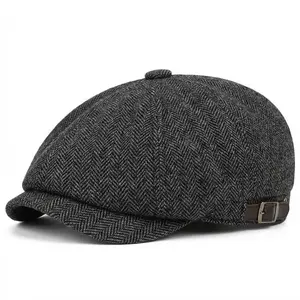 Vintage Herringbone Newsboy Cap Curved Brim for Men Women British Style Casual Adjustable Ivy Cap Daily Wear Classic Beret Hat, Adjustable Stylish Hat, Adjustable Headwear