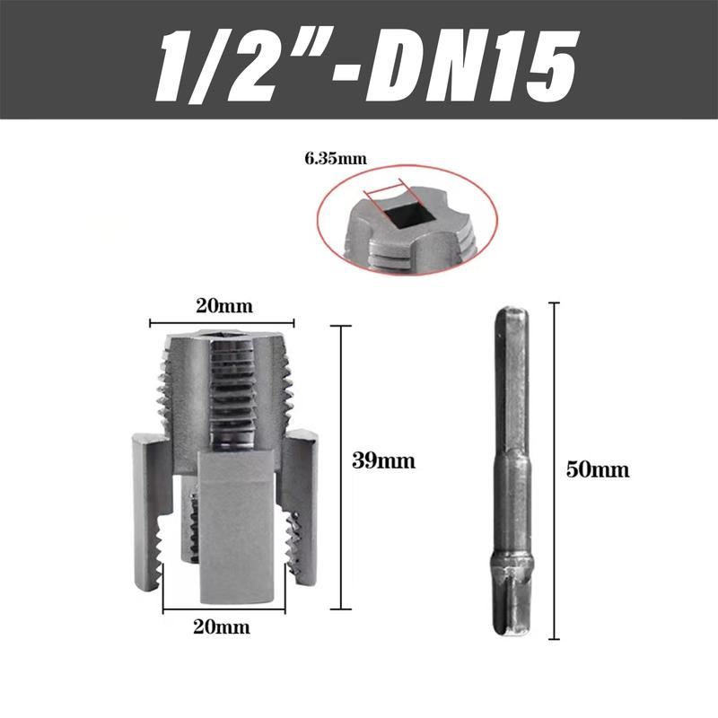2PCS Integrated Internal & External Pipe Threading Tool with 1/2'' & 3/4'' Dies, Electric Drill Compatible 2 in 1 Pvc Pipe Threader Kit, Dual-Function Pipe Thread Cutting Tool