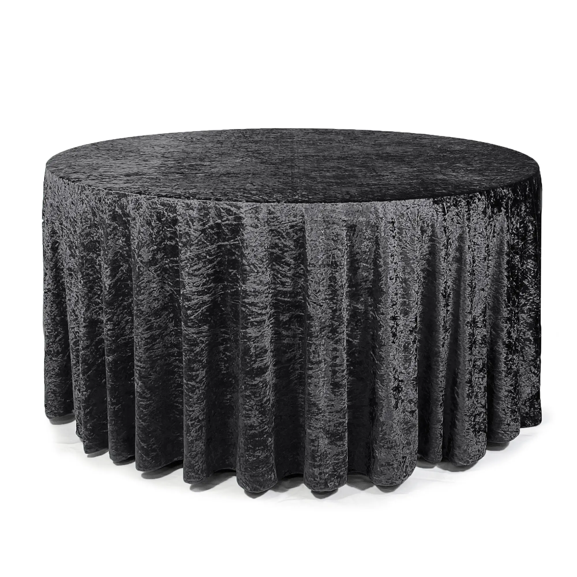 120 Inch Round Crushed Velvet Tablecloth Black 120 Inch Round Crushed Velvet Tablecloth Black