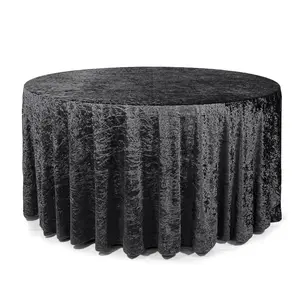 120 Inch Round Crushed Velvet Tablecloth Black 120 Inch Round Crushed Velvet Tablecloth Black