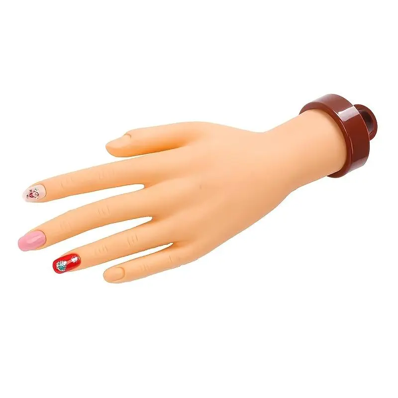 Nail practice realistic hand module with stand | Acrylic bendable practice hand, complete set with 100 nail tips + 100 gel jelly sheets — a must-have for beginner nail technicians