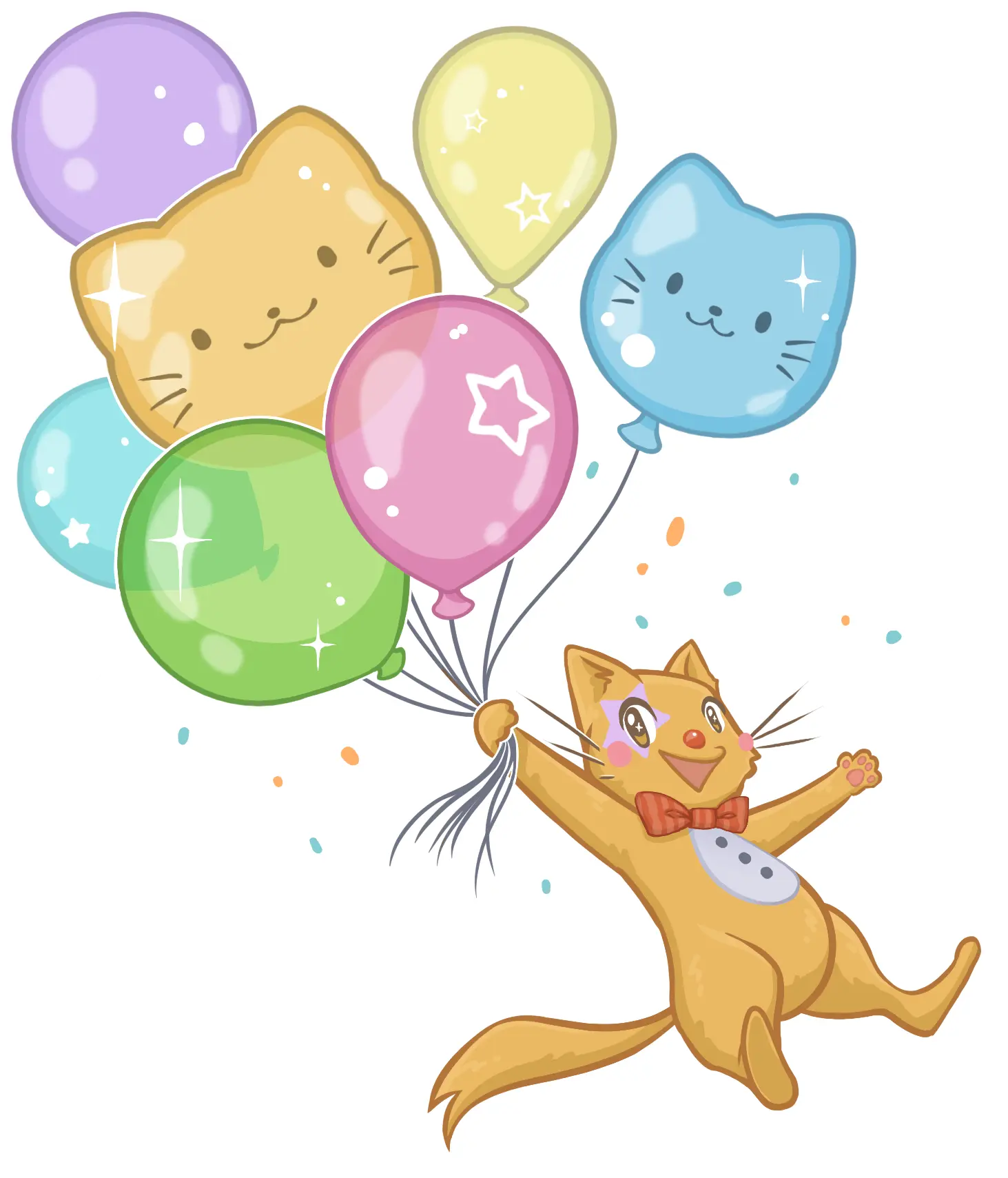 Orange Cat Balloon 3" Vinyl Sticker