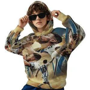 Messi Hooded Sweatshirt, Cozy Casual Pullover for Themed Parties & Casual Attire, Machine Washable, Holiday Outfit, Character Design, Comfortable Fit, Printed Hoodie A0929-237