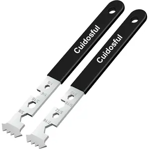 2-in-1 Paver Removal Tool with Hex Wrench, 2 Pcs Set Paver Puller Tool with Double Joint Scraper, Micro-Tooth Groove & Non-Slip Handle for Removing Pavers, Bricks, Blocks & Tightening Hex Nuts, Screws